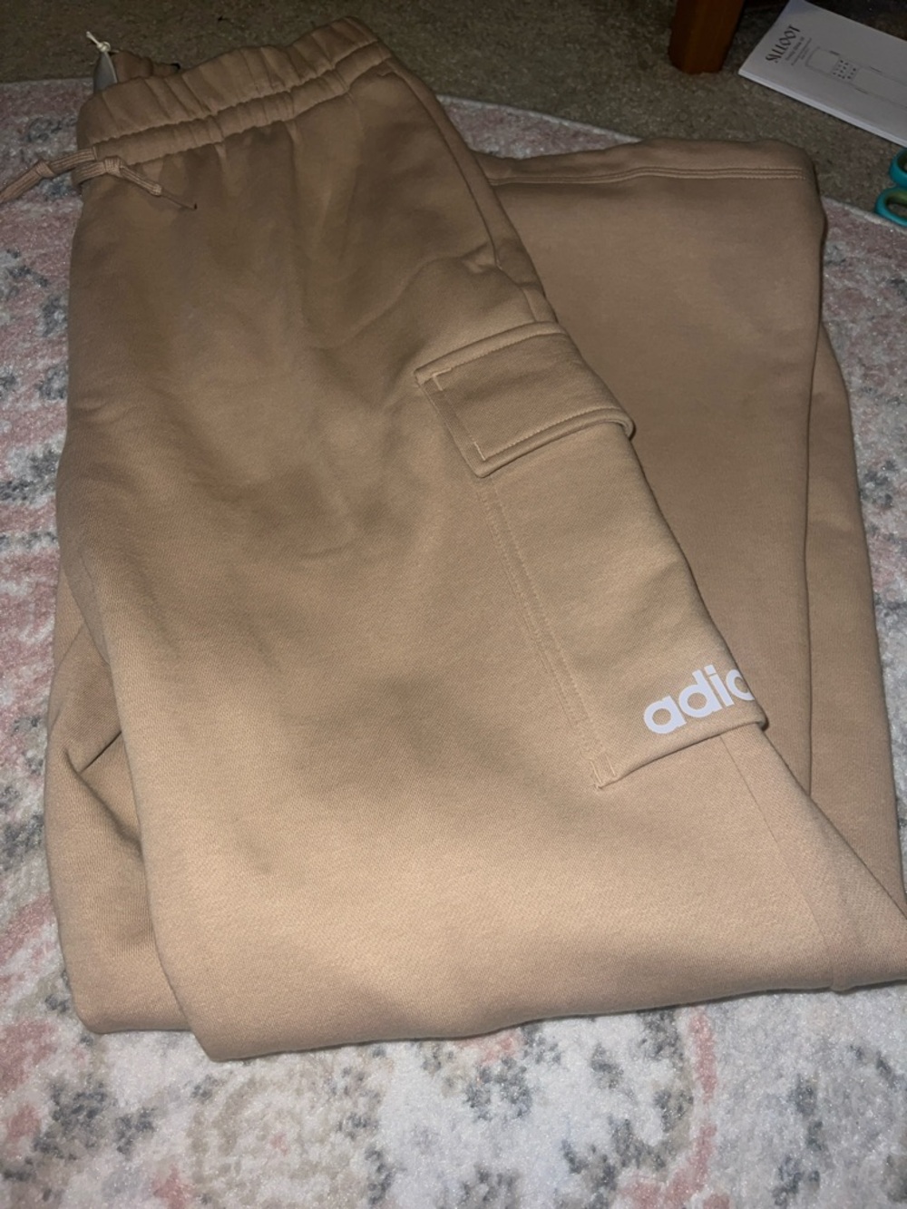 Tan adidas cargo sweatpants